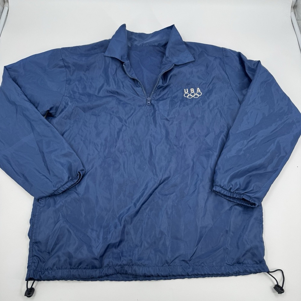 Vintage Men's Team USA Olympic 1/4 Zip Pullover Windbreaker Jacket XXL 2XL